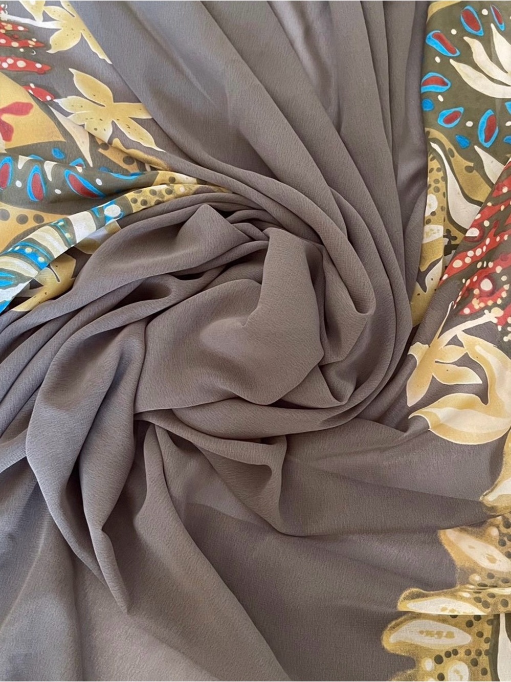 Floral Print Multicolor Poly Print Chiffon Sheer Fabric